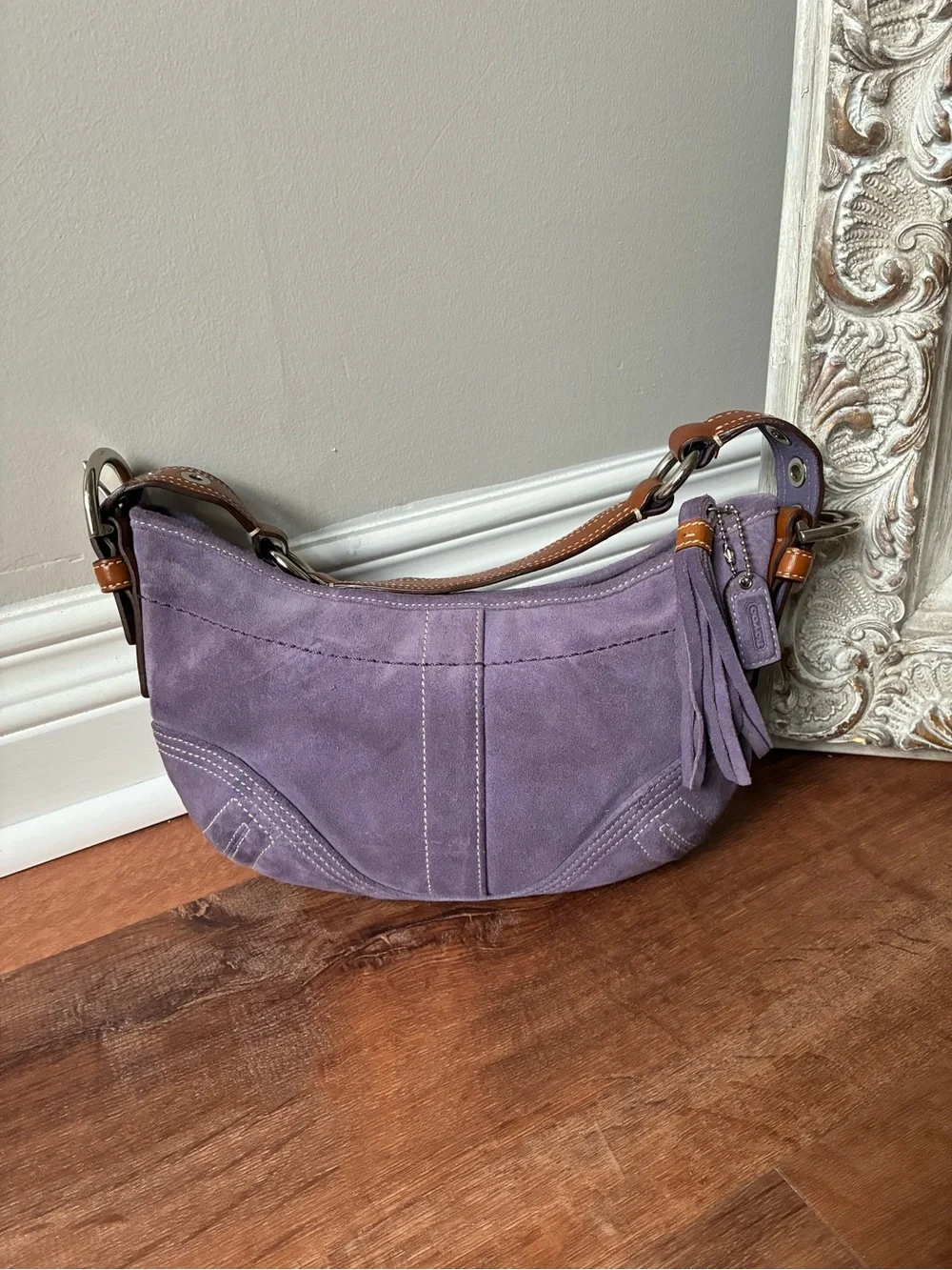 Coach Vintage Y2K Suede Leather Shoulder Bag, Purple, 8A14